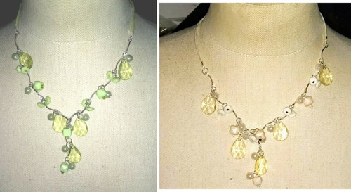 Beaded necklace choker square beads adjustable silver 16" to 19" choose color - Picture 4 of 20