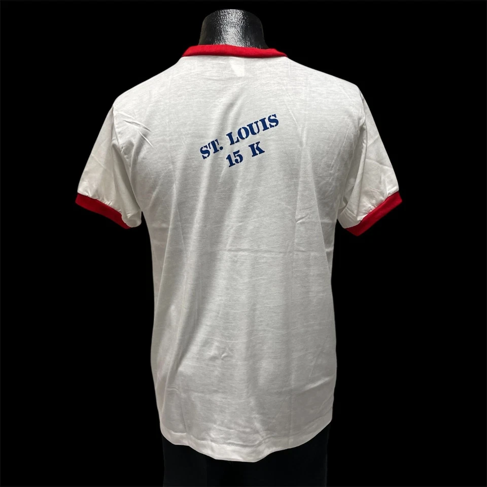 Camiseta DANNON Yogurt ROAD RUNNERS Club St Louis 15K Run RINGER 50/50 NUEVA DE LOS 80 Foto 2 de 4