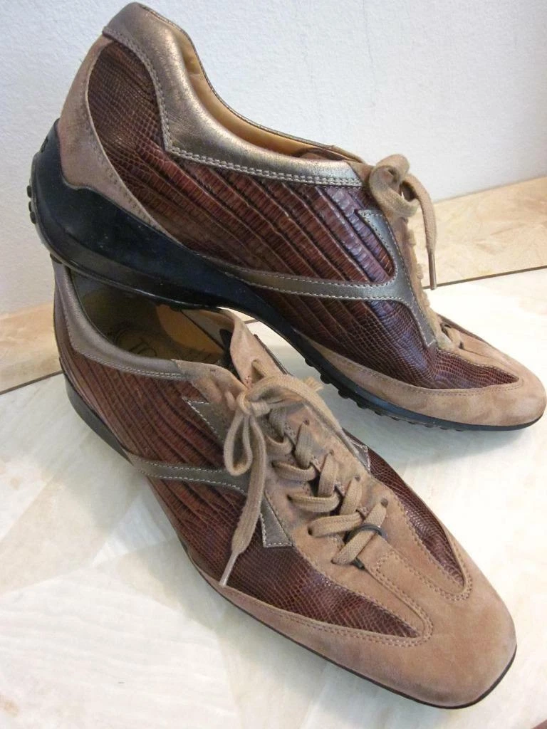 TOD’S Sneakers stringate TODS da donna marrone pelle scamosciata serpente taglia 10 antiscivolo Rt. $495
