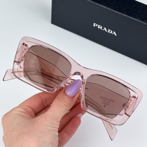 Prada Women Sunglasses Transparent Peach Brown Cat Eye PR08YS 19Q10D BRAND NEW - Picture 8 of 15