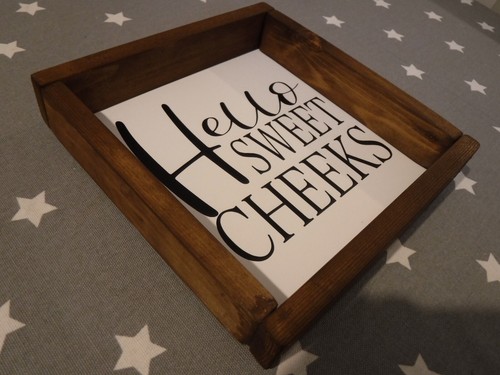 Farmhouse wall hanging humorous bathroom handmade rustic sign - Picture 4 of 7