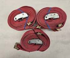 Ancra Cargo Straps(LOT OF 3) 15' X 2" Cam Clamp Style w/ E-RACK Clips Red Set