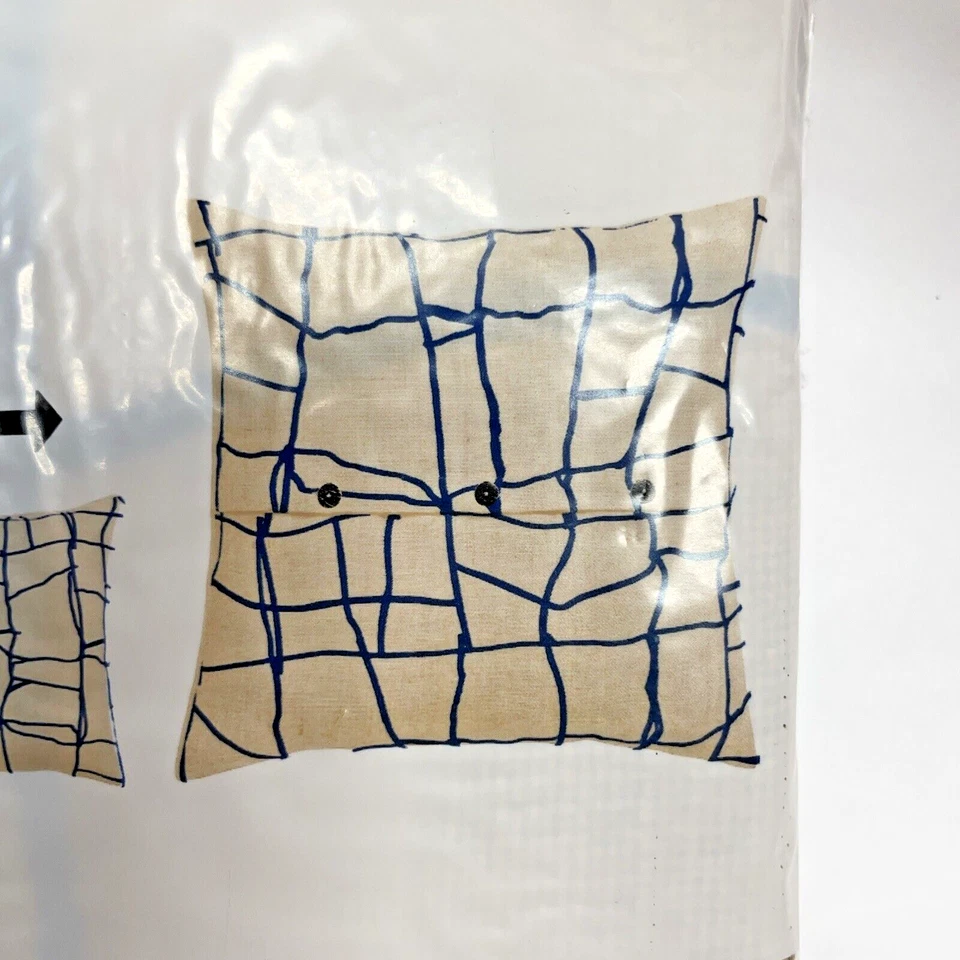 Lot of 10: IKEA Varmer Jute Navy Blue Print Pillow Cushion Cover 20" Square - Image 3 of 3