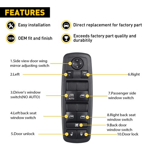 Master Power Window Switch Driver Side For Jeep Liberty 2008-2012 Nitro Journey - Picture 3 of 10