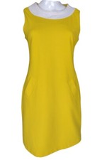 Banana Republic Sun Dress Women 4 Yellow Summer Stretch Pockets White Accent