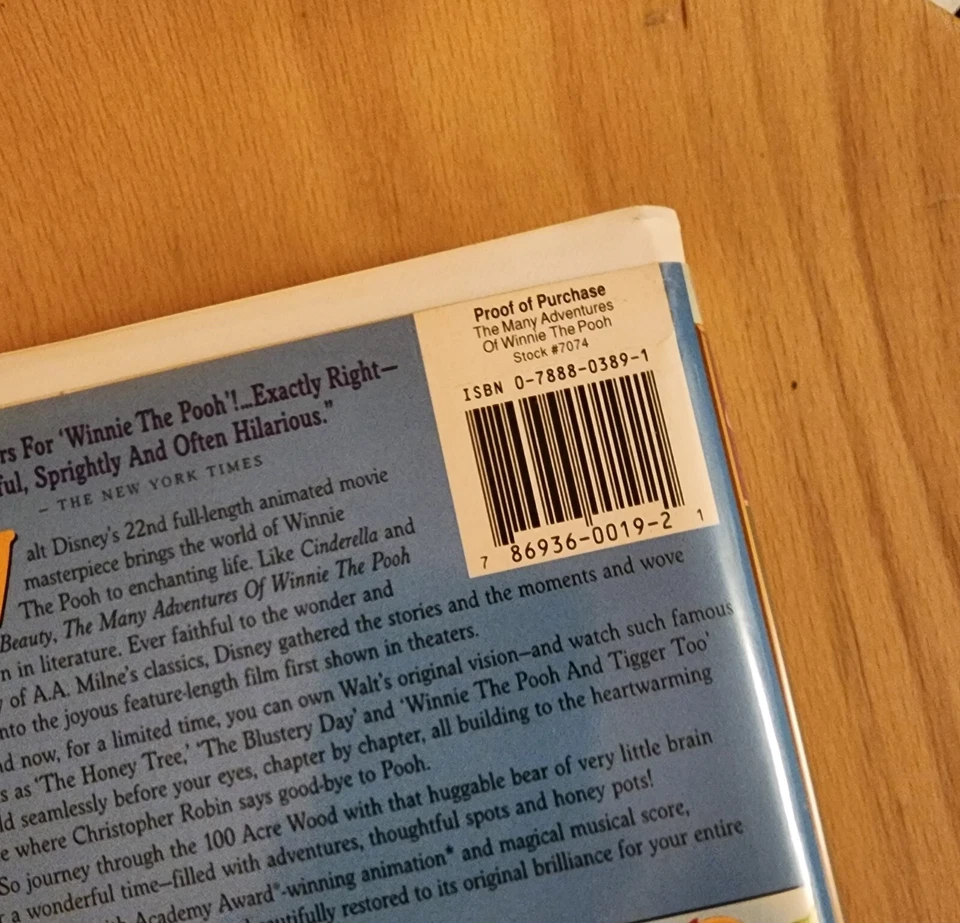 Vintage 1995 WALT DISNEYS WINNIE THE POOH OPEN BOX VHS VCR TAPE MASTERPIECE - Image 3 of 4