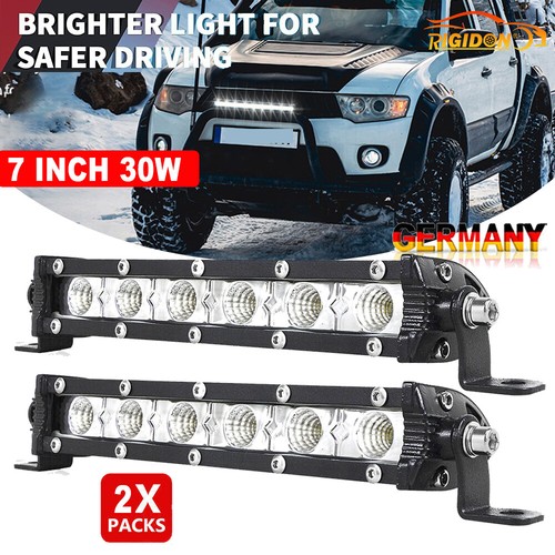 Pair Of 7-Inch 30W Slim LED Light Bars – 3000LM Flood Beam For Off-Road, Fog, Driving 9 thumbnail image