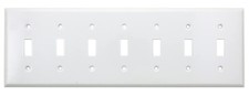7-Gang Toggle Painted Smooth WHITE Steel Wall Plate Seven Switch Cover