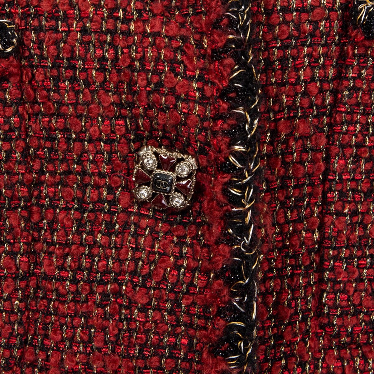 66946 auth CHANEL burgundy gold wool 2011 11K COLLARLESS 66946 auth CHANEL burgundy gold wool 2011 11K COLLARLESS