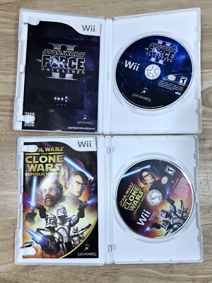 Star Wars The Force Unleashed II 2 & SW  Republic Heroes Nintendo Wii CIB Manual