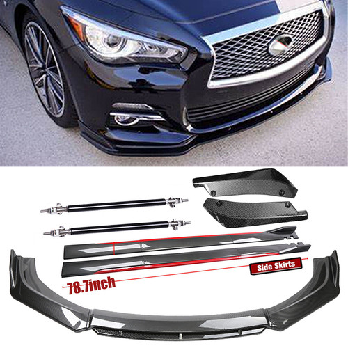 For Infiniti Q70 Q60 Front Rear Bumper Lip+78.7"Side Skirt Extension Body Kits