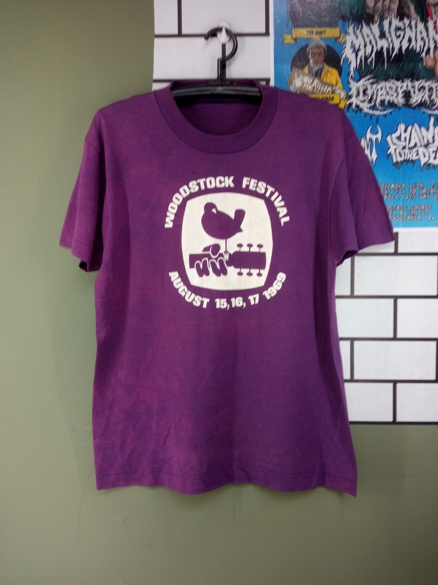 1969 Woodstock Festival Music vintage t shirt Tour Rock Men Purple - Main Image