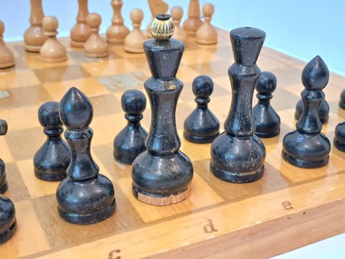 Vintage Soviet 1980s USSR Chess wood Set 45 cm x 45 cm Collectible - Picture 3 of 24