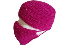 Face Mask Adult Size Washable Hand Made Thick Crochet with skull cap matching