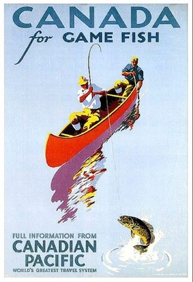 Canada for Game Fish Canadian Pacific Vintage Fishing Poster Print 24x36
