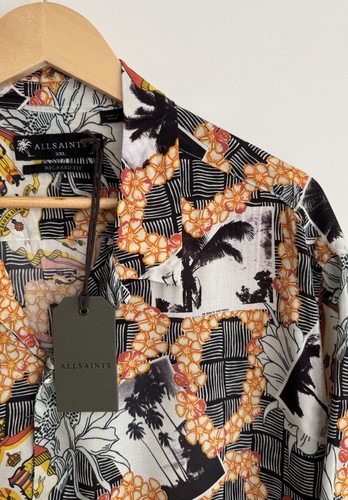 Allsaints “Vista” Short Sleeve Shirt Floral Black XXL/relaxed ***NEW*** - Picture 5 of 11