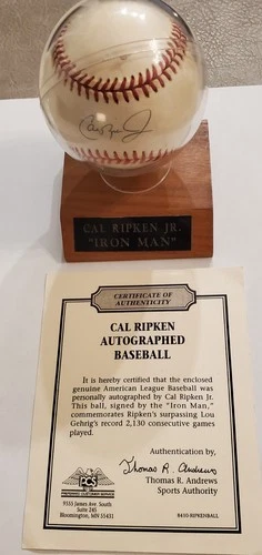 Cal Ripken Jr. Signed Baseball, Orioles – Authenticity Certificate