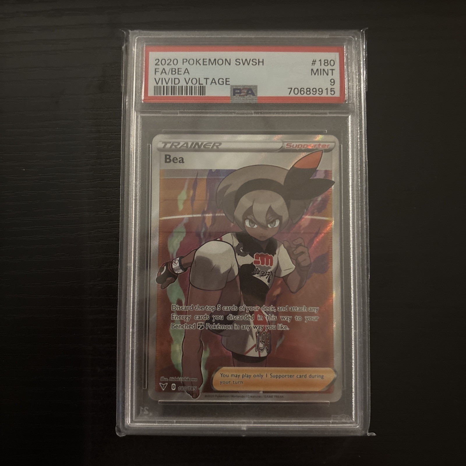 2020 Pokemon Vivid Voltage Bea 180/185 Full Art Trainer PSA 9 Graded