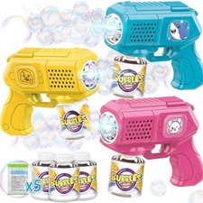 3 Pack Bubble Guns Set with Solution for Kids Toys Gifts Ages 3 