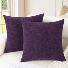 Throw Pillow Covers Decorative 18 X 18 Inches Pack of 2 Cozy Chenille Cushion