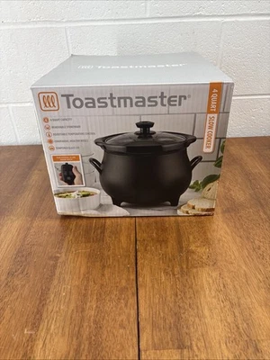 Toastmaster 4 QT Black Cauldron Slow Cooker Removable Crock Glass Lid Halloween - Image 1 of 4