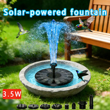 6 Nozzles Fountain Solar Power 3.5W Bird Bath Pump Upgrade Outdoor Decor Yard US