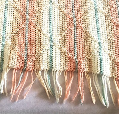Crochet Handmade Afghan Blanket Throw Double 78'' X 54  Orange Green Southwest
