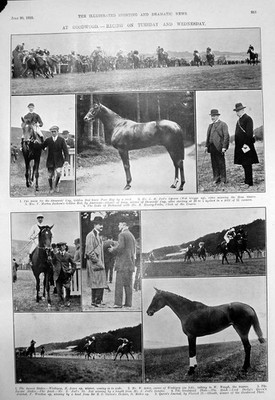 Alter Druck Goodwood Racing Horse Guards Polo Team Golf P Dawson Currie 1910 20th