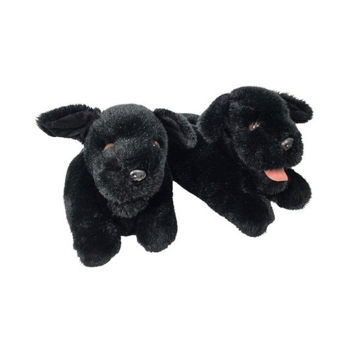 Black Lab Puppy Dog Slippers Cozy Plush Warm Lounge size Medium 7-8
