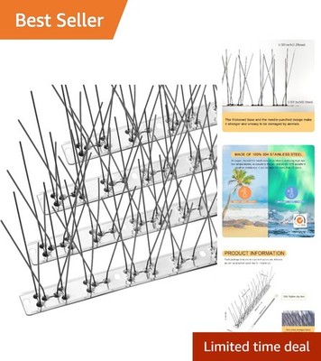 Durable Stainless Steel Bird Spikes - Humane Pigeon Deterrent, Covers 3.4 Feet