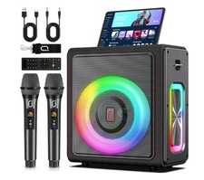 M quina de karaoke, altavoz port til Bluetooth 5.3 con 2 micr fonos inal mbricos