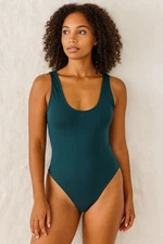 Maidenform size Large Smoothing Seamless Bodysuit Green Thong