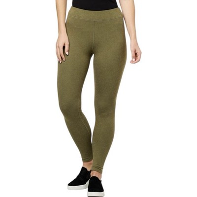 HUE Plus Size 3X Ultra Brushed Rib Leggings Olive Night Stretch Soft Knit NWT