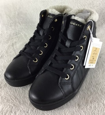 Geox J Kathe G. Sneakers Girl's 3 Black Gold Synthetic Leather High Top Lace Up