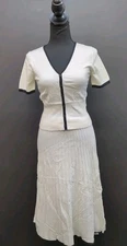 Rivir Casual Crop Top & Long Skirt Slim Fit Knitwear Two Piece Dress S Ivory