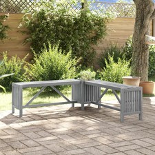 WALPLUS Garden Corner Bench with Planter 117 cm Solid Acacia Wood Grey