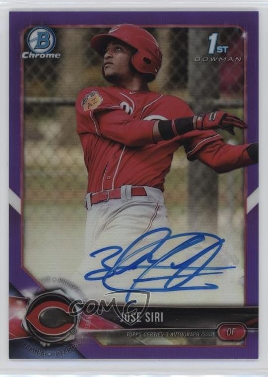2018 Bowman Chrome Prospect Purple Refractor 184/250 Jose Siri #CPA-JS Auto 0pz8