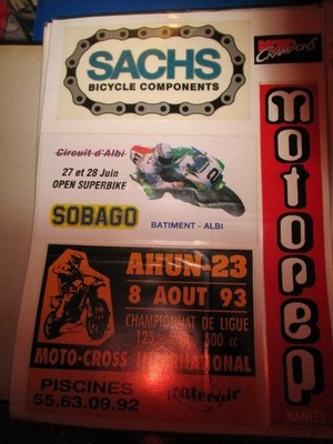 5 STICKERS MOTO CROSS AHUN 1993 125.250.500.....ALBI SOBAGO... NOT TAKE OFF