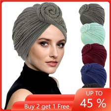 Muslim Women Turban Hat Knot Flower Ladies Bonnet Chemo Cap Bandana Beanies Wrap