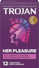 Trojan Her Pleasure Latex Lubricated Condoms, Ribbed for a Stimulating Experienc