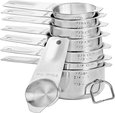 Stainless Steel Measuring Cups Set 8 Pieceincludes 1/16 Cup1/8 Cup1/4 Cup1/3 Cup