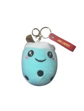 Cute Boba Milk Tea Blue Plush Keychain Bag Accessory For Boba Lovers