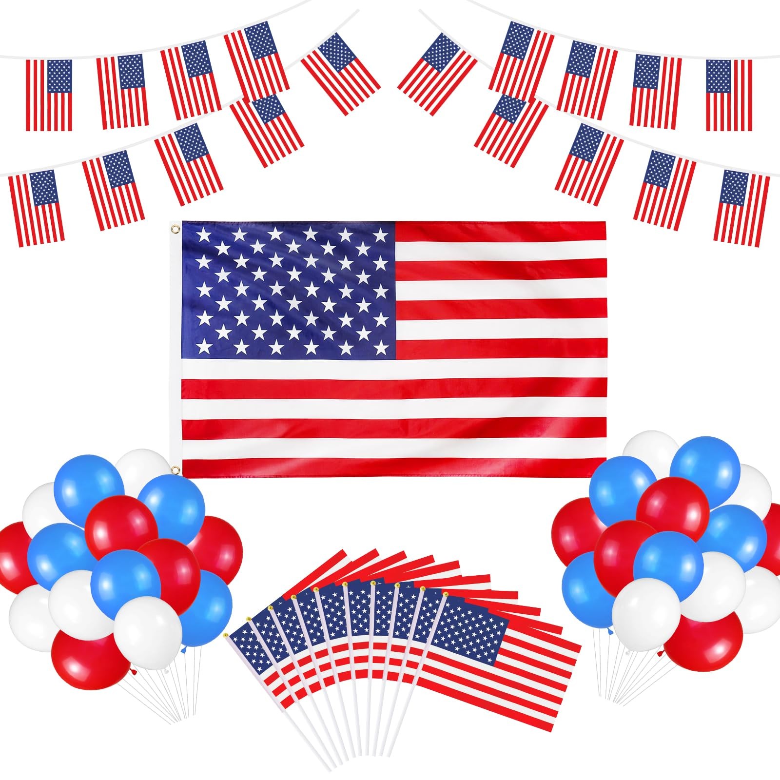 Bandiera Americana 90x150cm con Ghirlanda 5M | Kit Patriotico USA