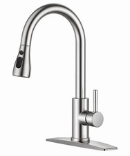 Kitchen Faucets Pull Down Sprayer Brushed Nickel High Arc Single Handle 1-3 Hole