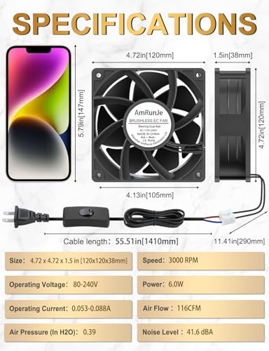 Axial Cooling Fan High Airflow AC Dual Ball Bearing