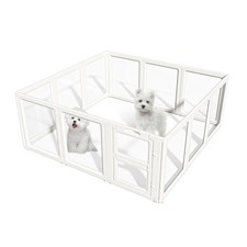 Clear Acrylic Dog Playpen Indoor,Transparent Dog Pen,Easy to Assemble and Cle...