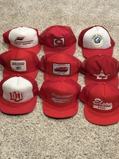 Lot Of 9 VTG Advertising Foam Mesh Trucker SnapBack Hats Caps Red 7 With Ropes