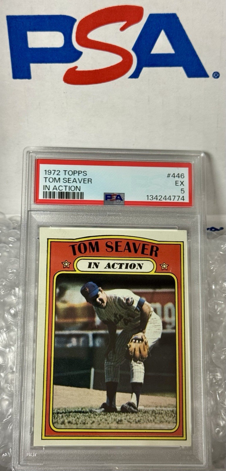 1972 Topps Baseball Card In Action #446 Tom Seaver HOF-PSA 5 EX-RECENTLY GRADED