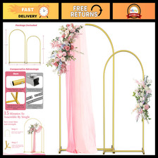 Gold Metal Arch Backdrop Stand Set of 2 7.2FT, 6FT for Weddings, Parties Eve