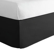Luxury Hotel Tailored Bed Skirt, Pleats, 14 Inch Drop, Twin, Black